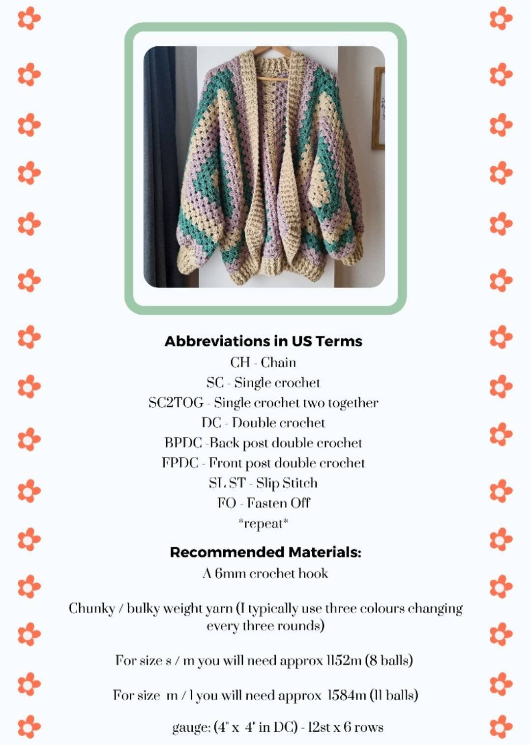 Granny Hexagon Cardigan Pattern PDF | Oversized Crochet Guide