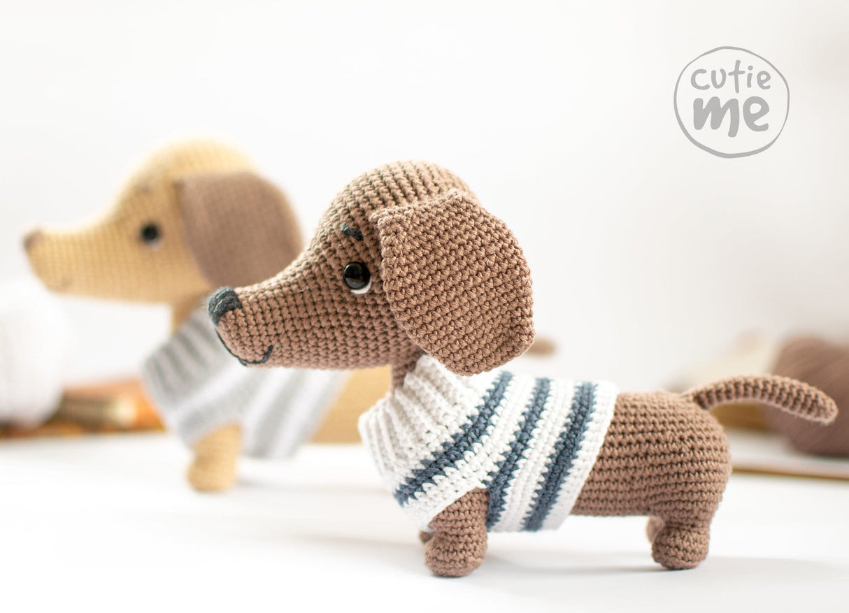 Crochet Dachshund Dog Pattern PDF | Yumi in a Sweater