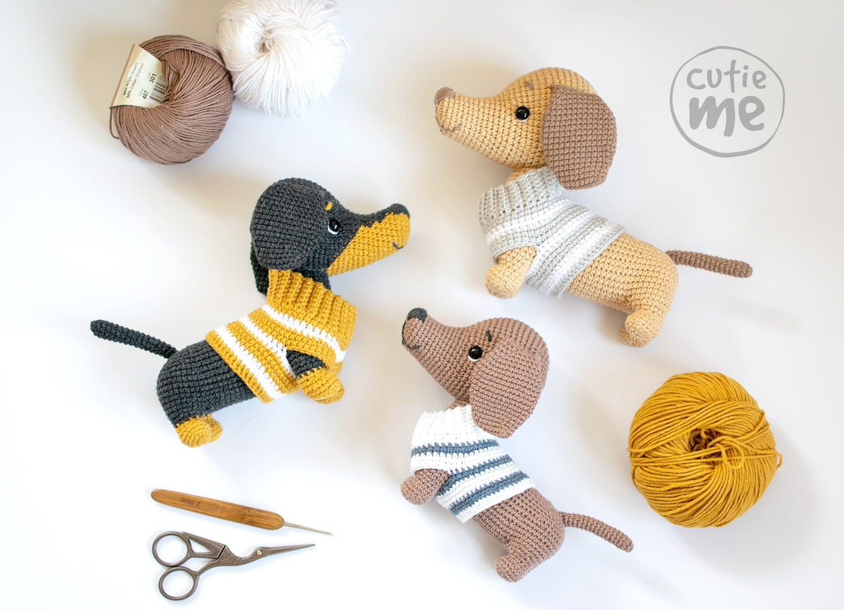 Crochet Dachshund Dog Pattern PDF | Yumi in a Sweater