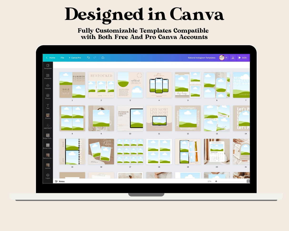 1800 Aesthetic Neutral Instagram Templates | Beige Boho Canva