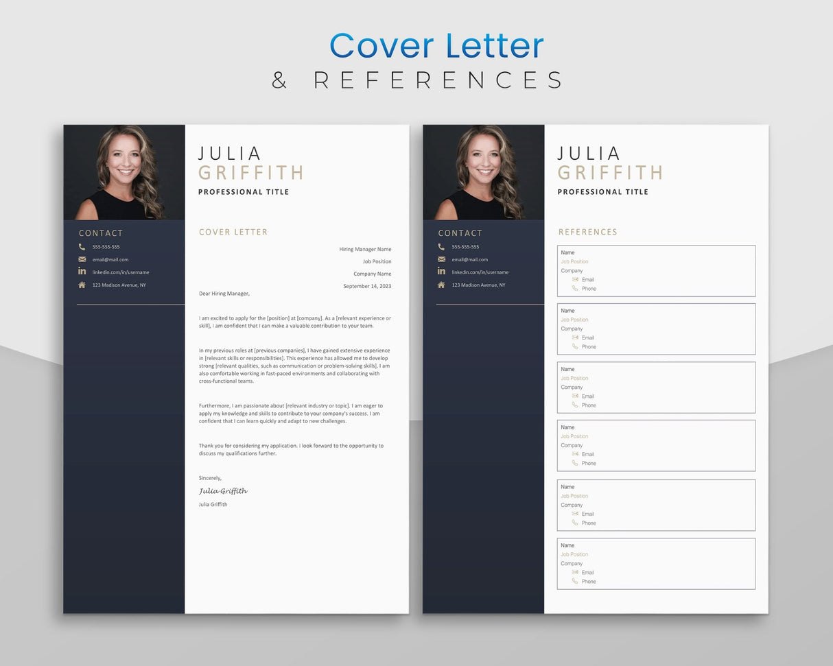 Professional CV Template | Modern Microsoft Word Resume | Digital Download