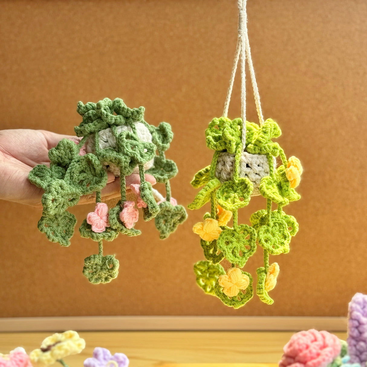 Car Hanging Plant Crochet Pattern | Rearview Mirror Succulent