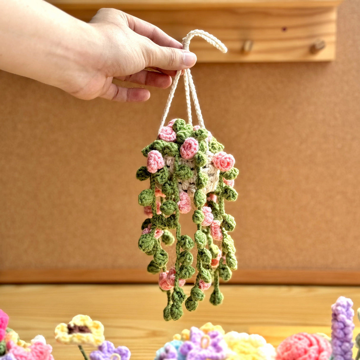 Car Hanging Plant Crochet Pattern | Rearview Mirror Succulent