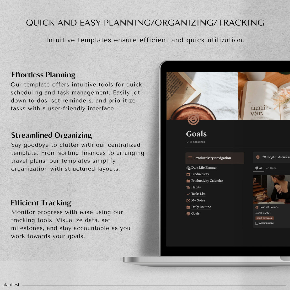 Dark Mode Notion Life Planner | All-In-One Aesthetic Dashboard