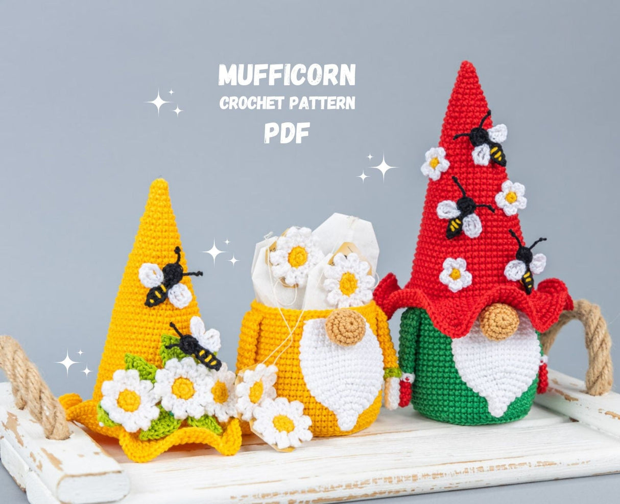 Digital PDF 3-in-1 Flower Gnome & Bee Crochet Pattern Bundle