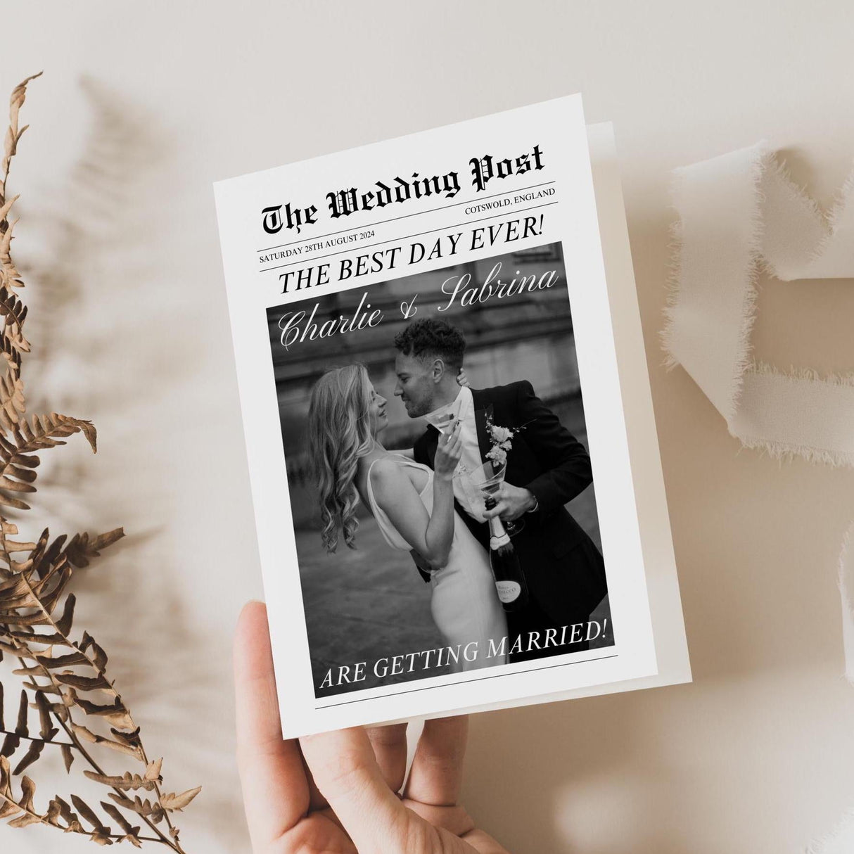 Wedding Newspaper Program | Folded Canva Template | Digital Ceremony Schedule