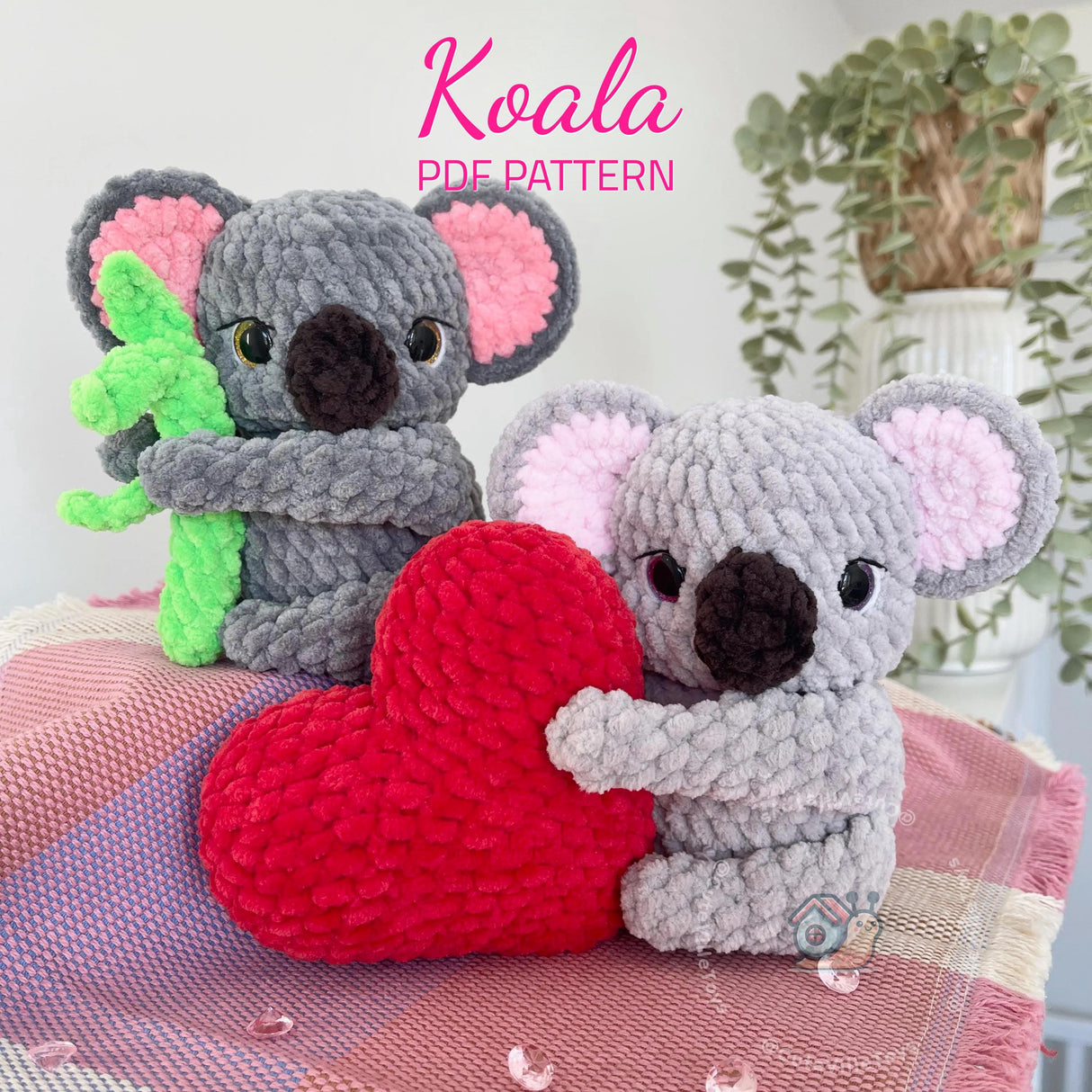 Digital PDF Koala Amigurumi Crochet Pattern | Heart or Bamboo