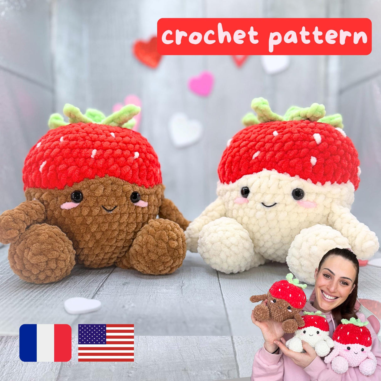 Digital PDF Chocolate Covered Strawberries Crochet Pattern