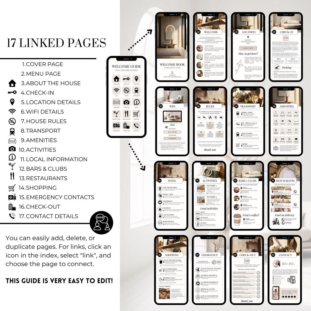 Airbnb Digital Welcome Book Canva Template | Interactive Host Guide | TemplifyHub