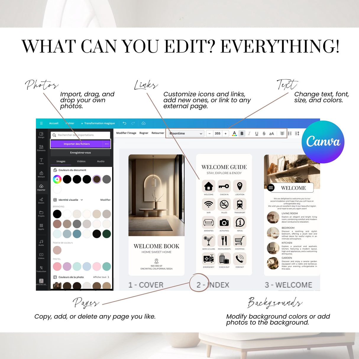 Airbnb Digital Welcome Book Canva Template | Interactive Host Guide | TemplifyHub
