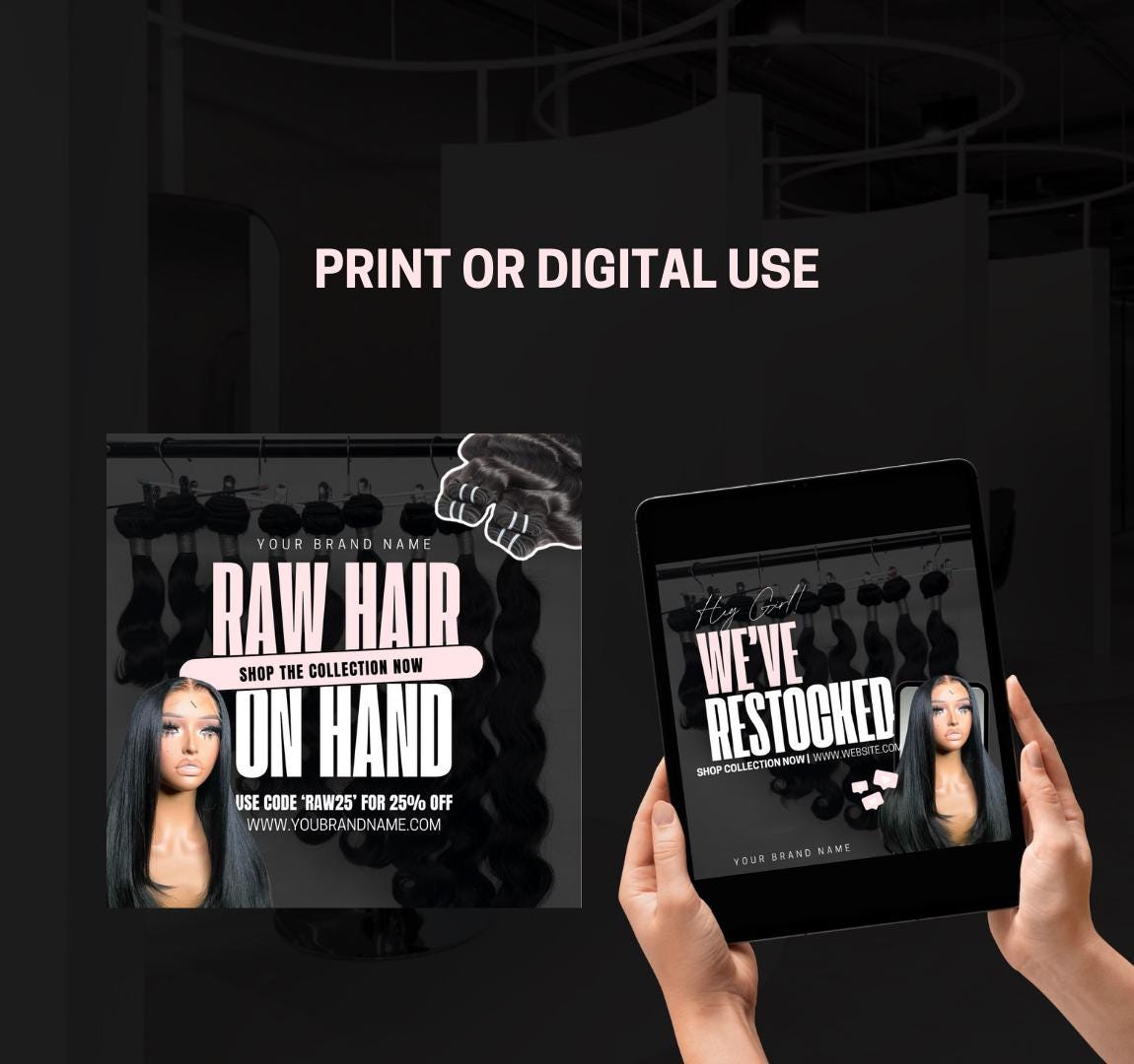 4-in-1 Hair Bundles Flyer Canva Template | Price List & Restock | TemplifyHub