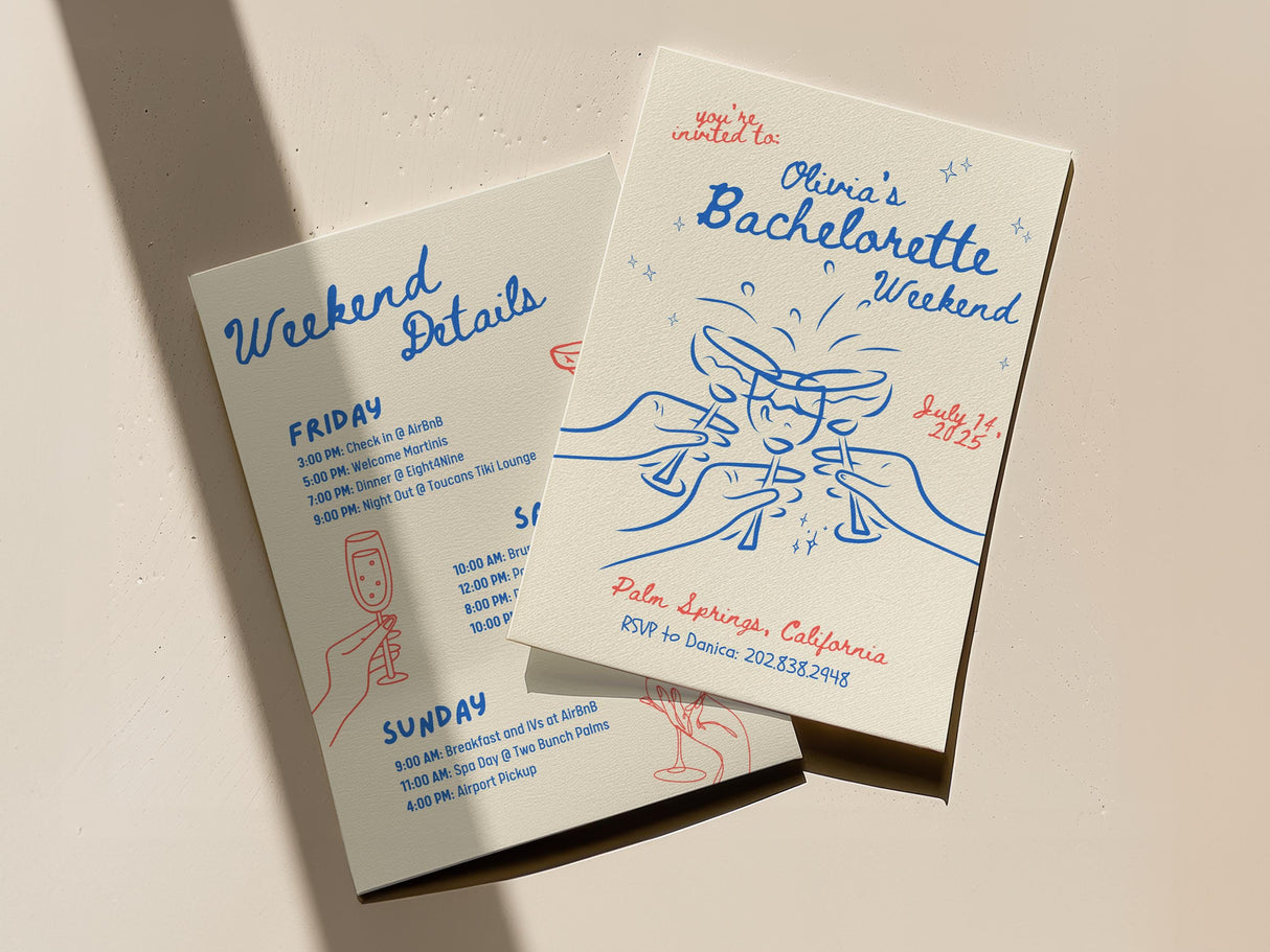 Bachelorette Party Invitation | Handwritten Canva Template | Digital Itinerary