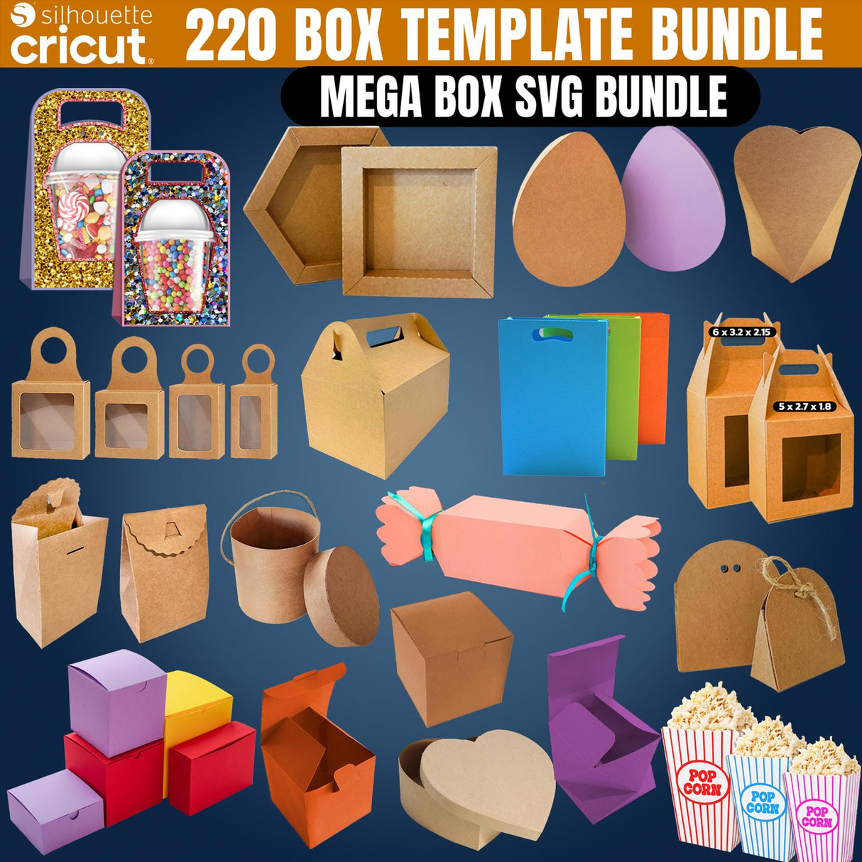 Box Templates SVG | 220 Gift & Favor Cut Files | Cricut & Silhouette