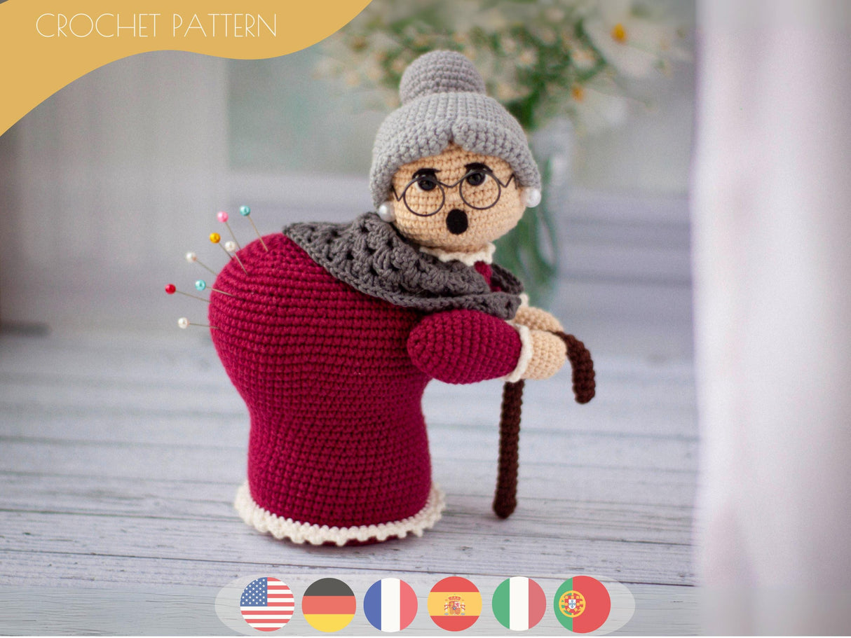 Grandma Pin Cushion Crochet Pattern PDF | Amigurumi Doll