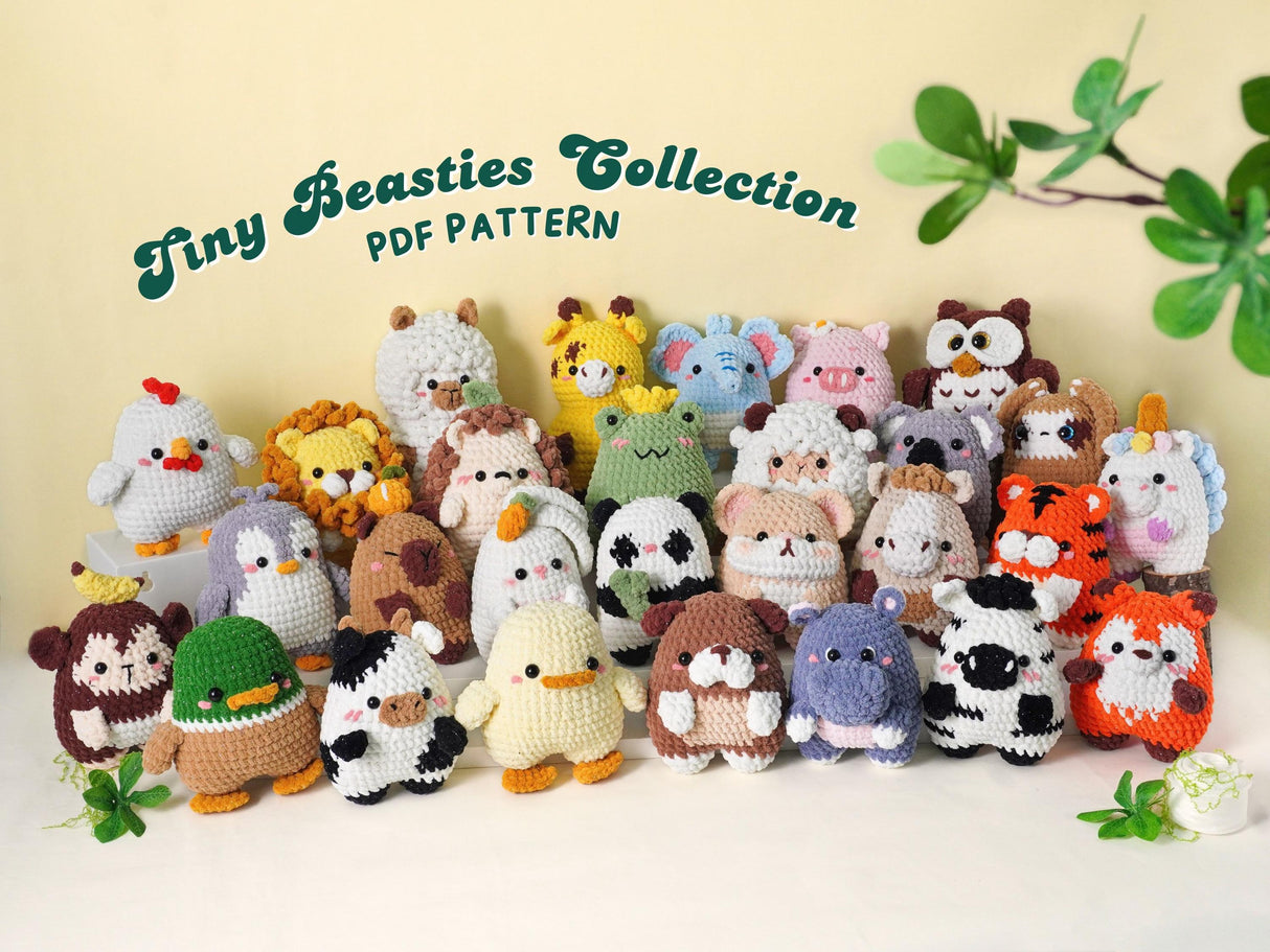 Digital PDF 28-in-1 Tiny Beasties Crochet Patterns Bundle