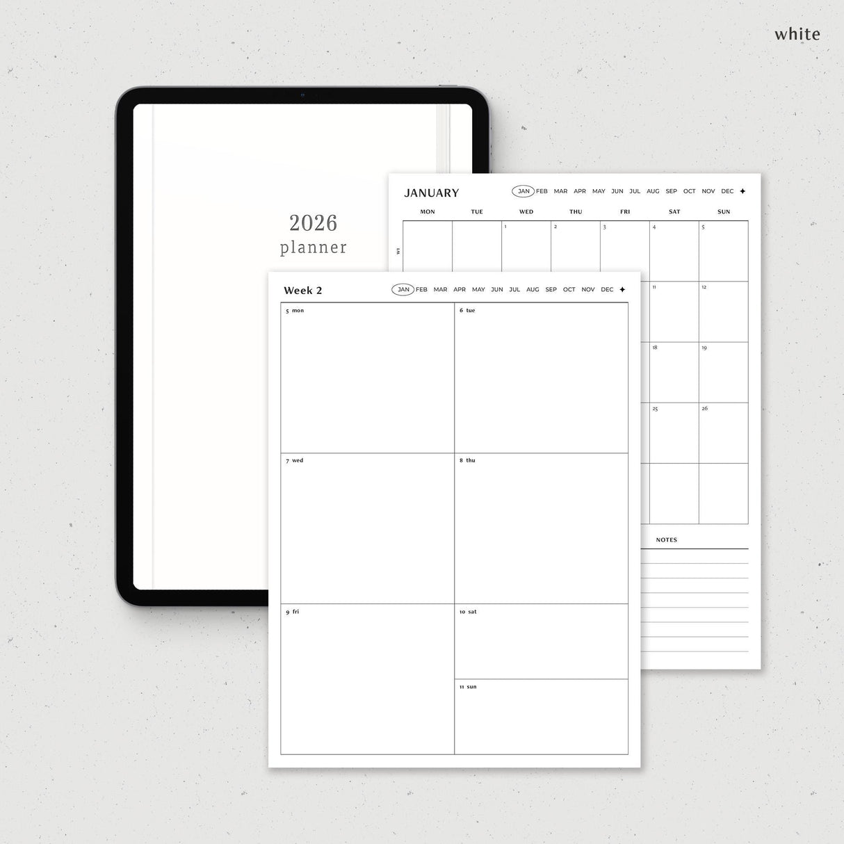 2026 Weekly Monthly Digital Planner | Minimalist Goodnotes PDF