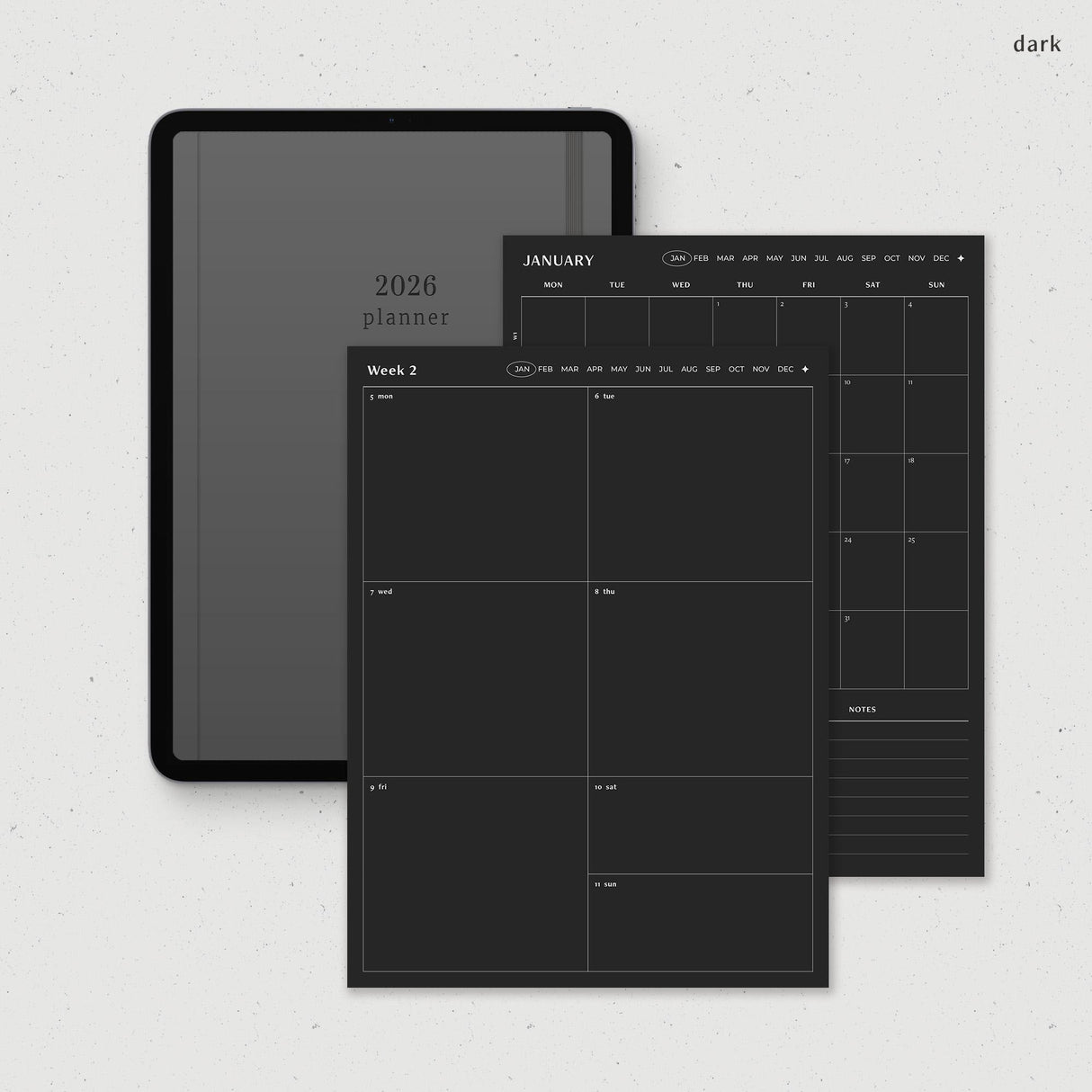 2026 Weekly Monthly Digital Planner | Minimalist Goodnotes PDF