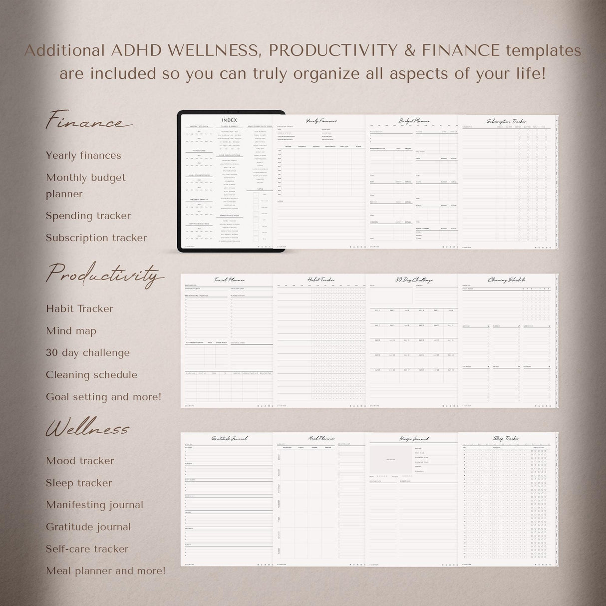 ADHD Digital Planner 2026 | Goodnotes & iPad Hyperlinked | TemplifyHub
