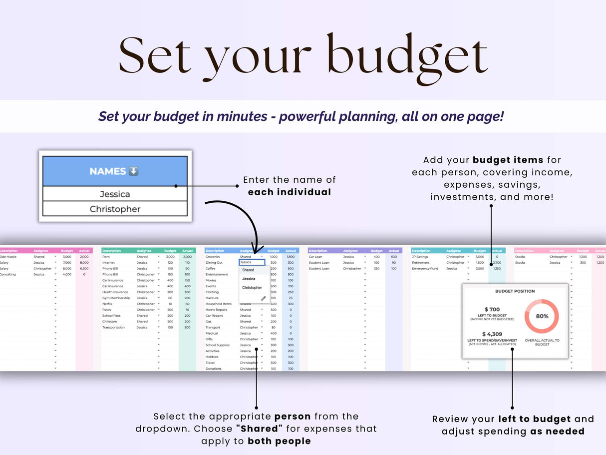 Couples Budget Spreadsheet Monthly Couple Budget Template Google Sheets Annual Couples Budget Planner Shared Budget Expense Tracker Excel