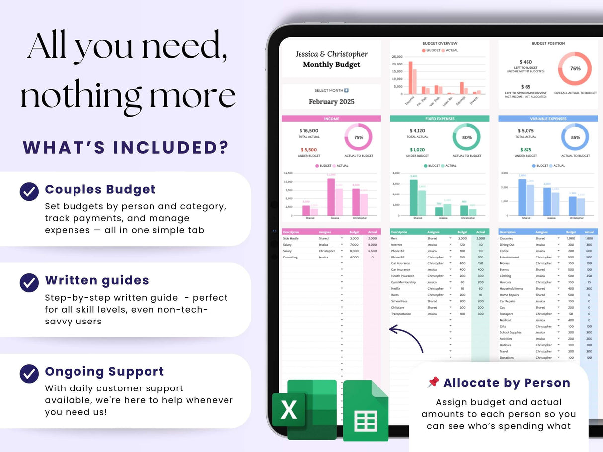 Couples Budget Spreadsheet Monthly Couple Budget Template Google Sheets Annual Couples Budget Planner Shared Budget Expense Tracker Excel