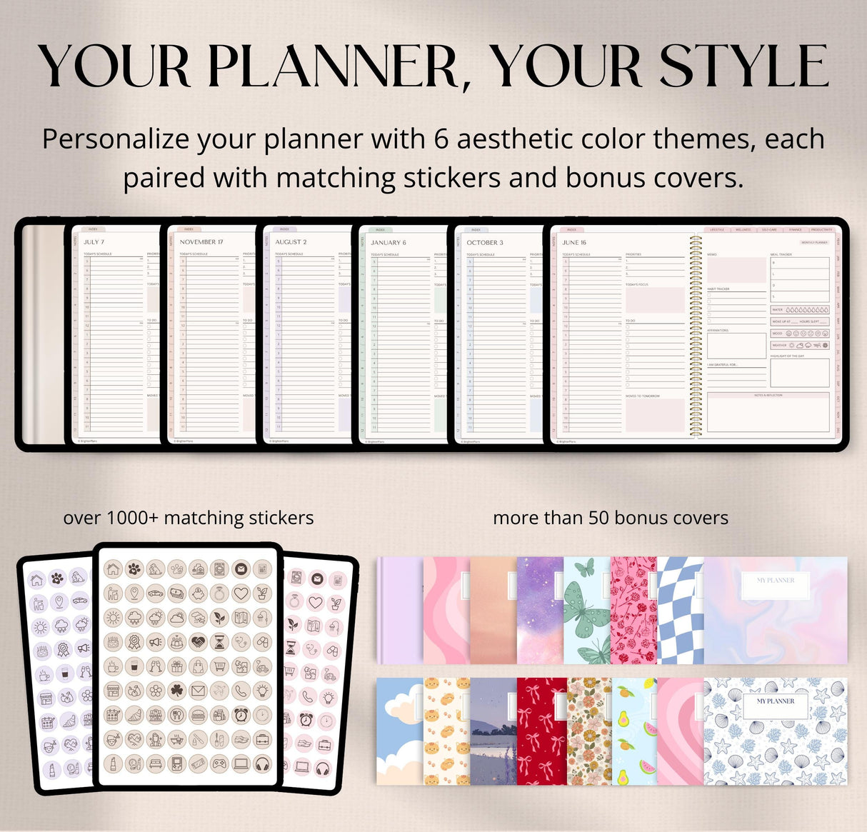 Undated Digital Planner | 720 Pages, 80+ Templates | GoodNotes & Android