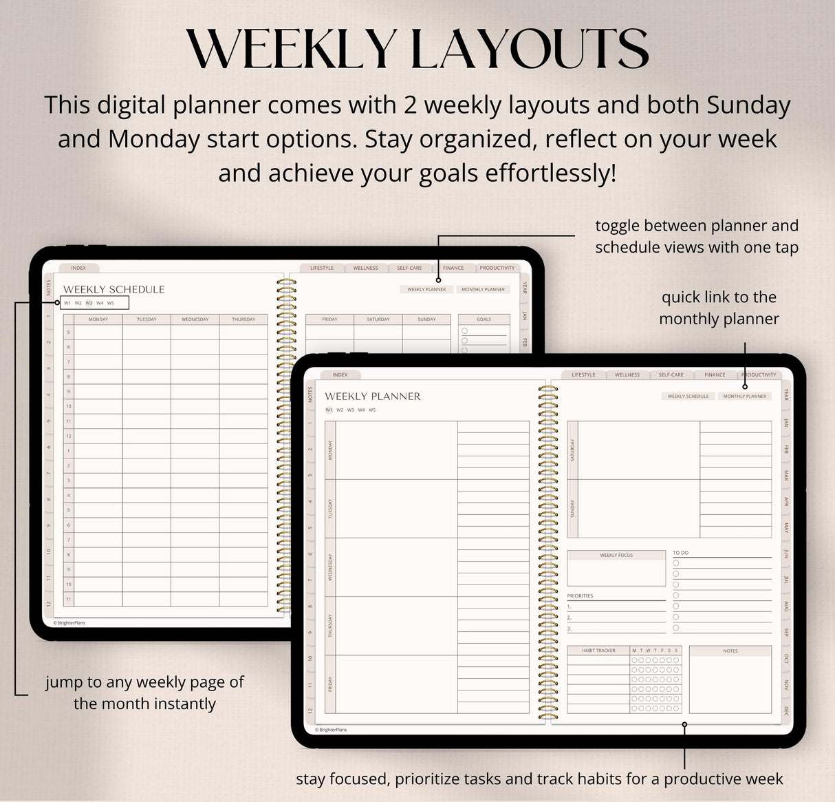 Undated Digital Planner | 720 Pages, 80+ Templates | GoodNotes & Android