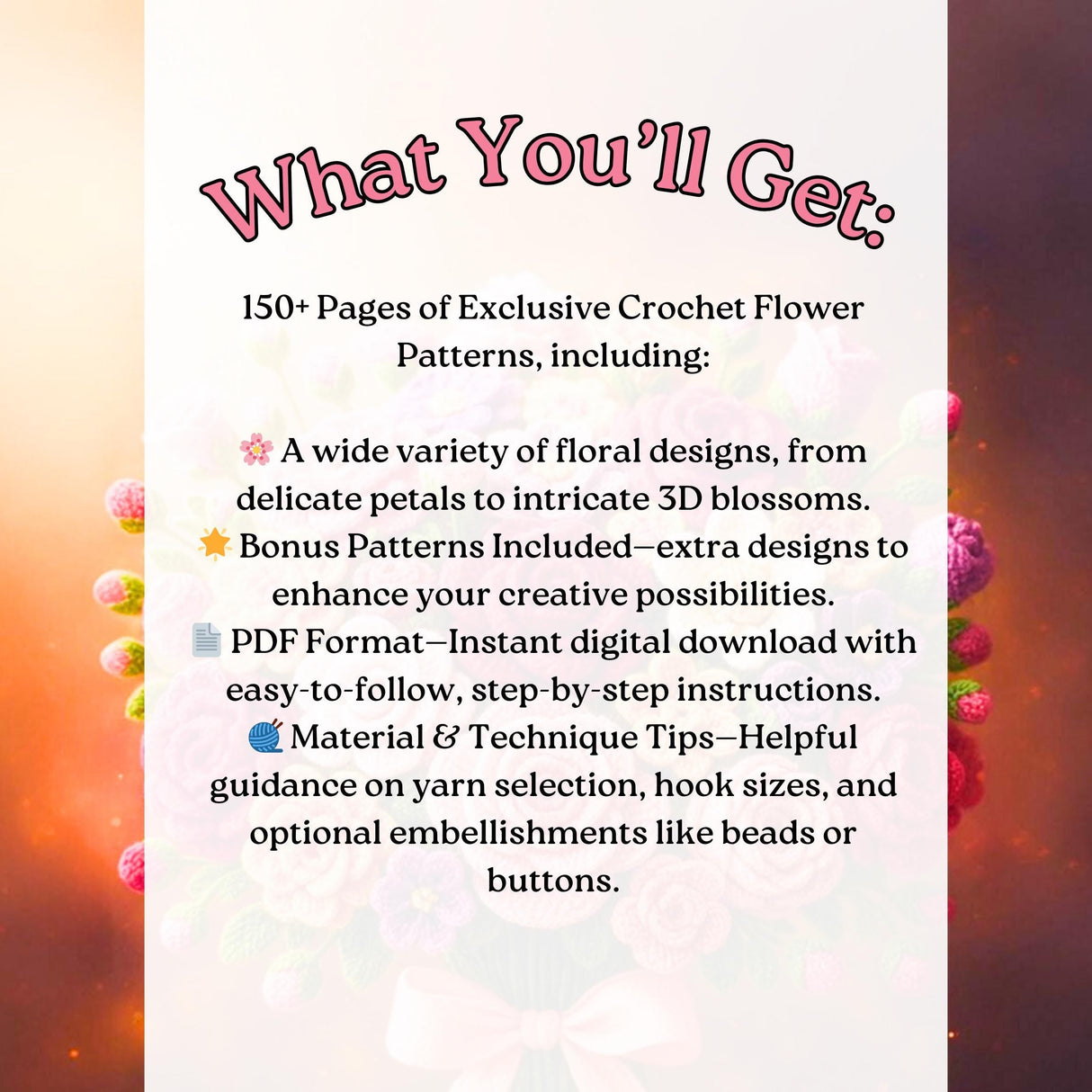 150+ Wedding Flower Crochet Patterns | Bridal Bouquet PDF