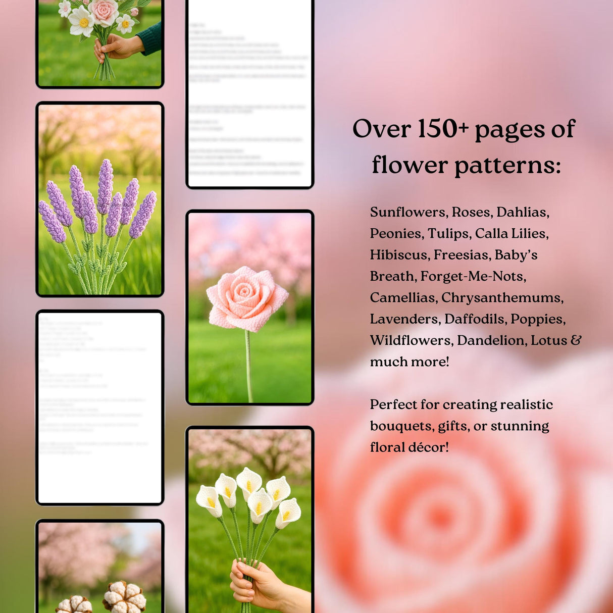 150+ Wedding Flower Crochet Patterns | Bridal Bouquet PDF