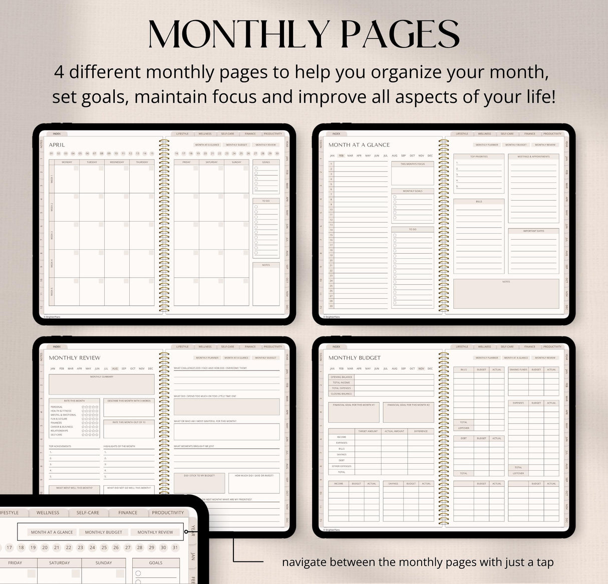 Undated Digital Planner | 720 Pages, 80+ Templates | GoodNotes & Android