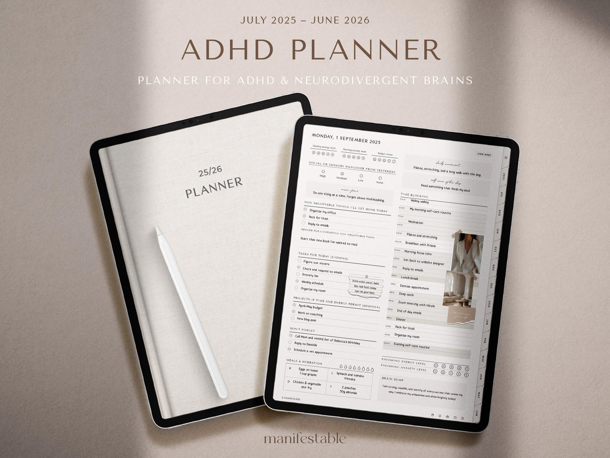 ADHD Digital Planner 2026 | Goodnotes & iPad Hyperlinked | TemplifyHub