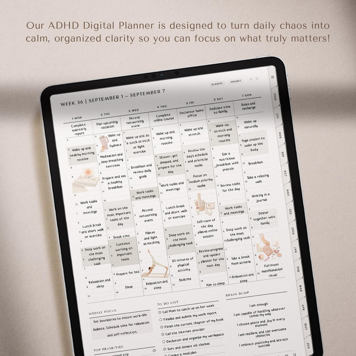 ADHD Digital Planner 2026 | Goodnotes & iPad Hyperlinked | TemplifyHub
