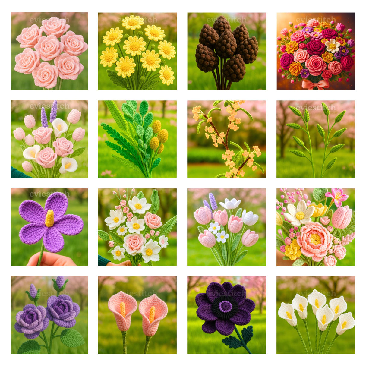 150+ Wedding Flower Crochet Patterns | Bridal Bouquet PDF