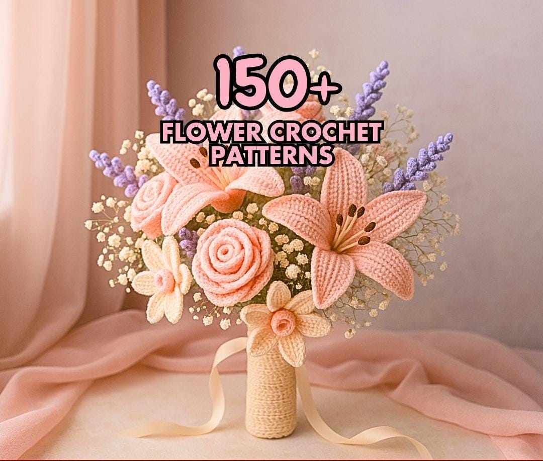 150+ Wedding Flower Crochet Patterns | Bridal Bouquet PDF