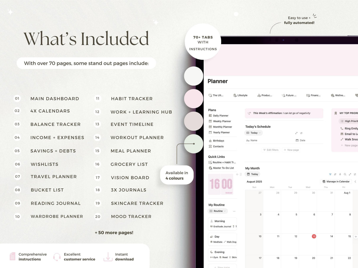 It Girl Notion Planner Template | 70+ Page Aesthetic Dashboard
