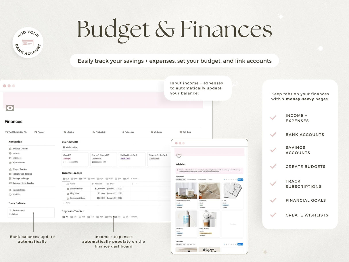 It Girl Notion Planner Template | 70+ Page Aesthetic Dashboard