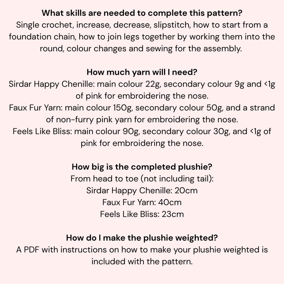 Digital PDF Big Floppy Ferret Crochet Pattern | Weighted Option