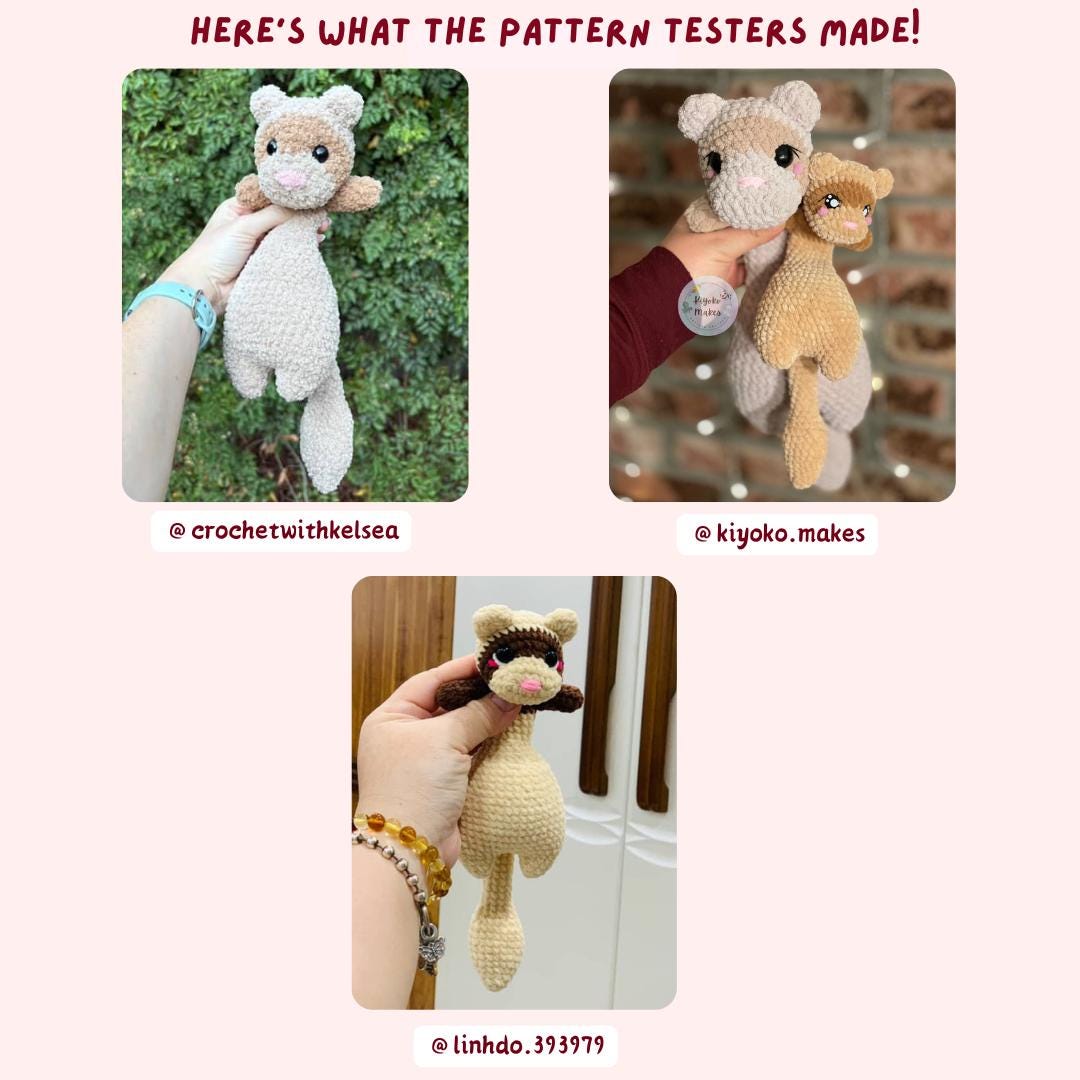 Digital PDF Big Floppy Ferret Crochet Pattern | Weighted Option