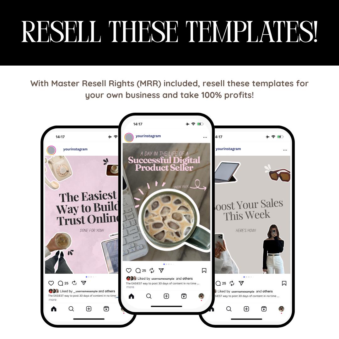400+ Faceless Instagram Carousels | Aesthetic Canva MRR PLR