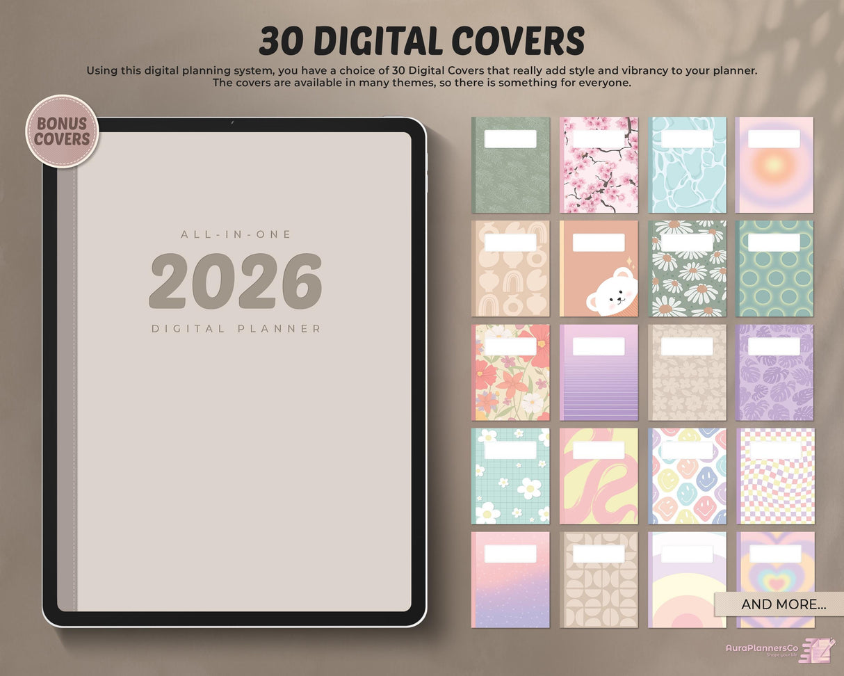 2026 Digital Planner Beige | 40,000+ Hyperlinks Goodnotes