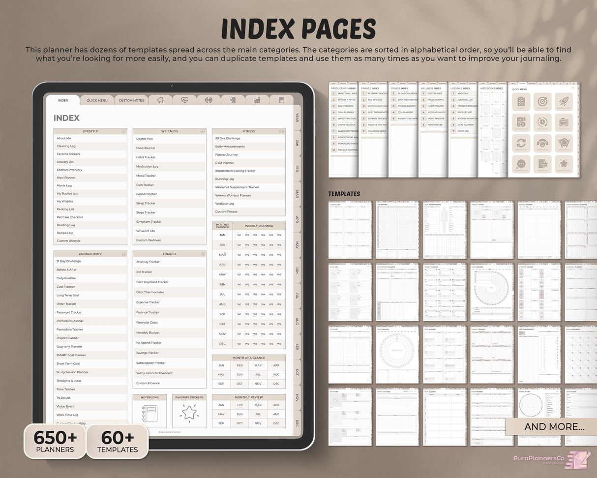 2026 Digital Planner Beige | 40,000+ Hyperlinks Goodnotes