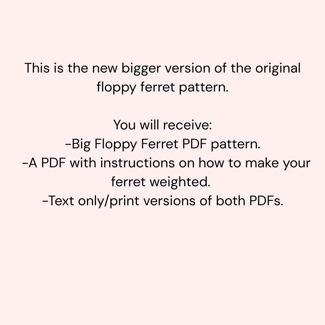 Digital PDF Big Floppy Ferret Crochet Pattern | Weighted Option
