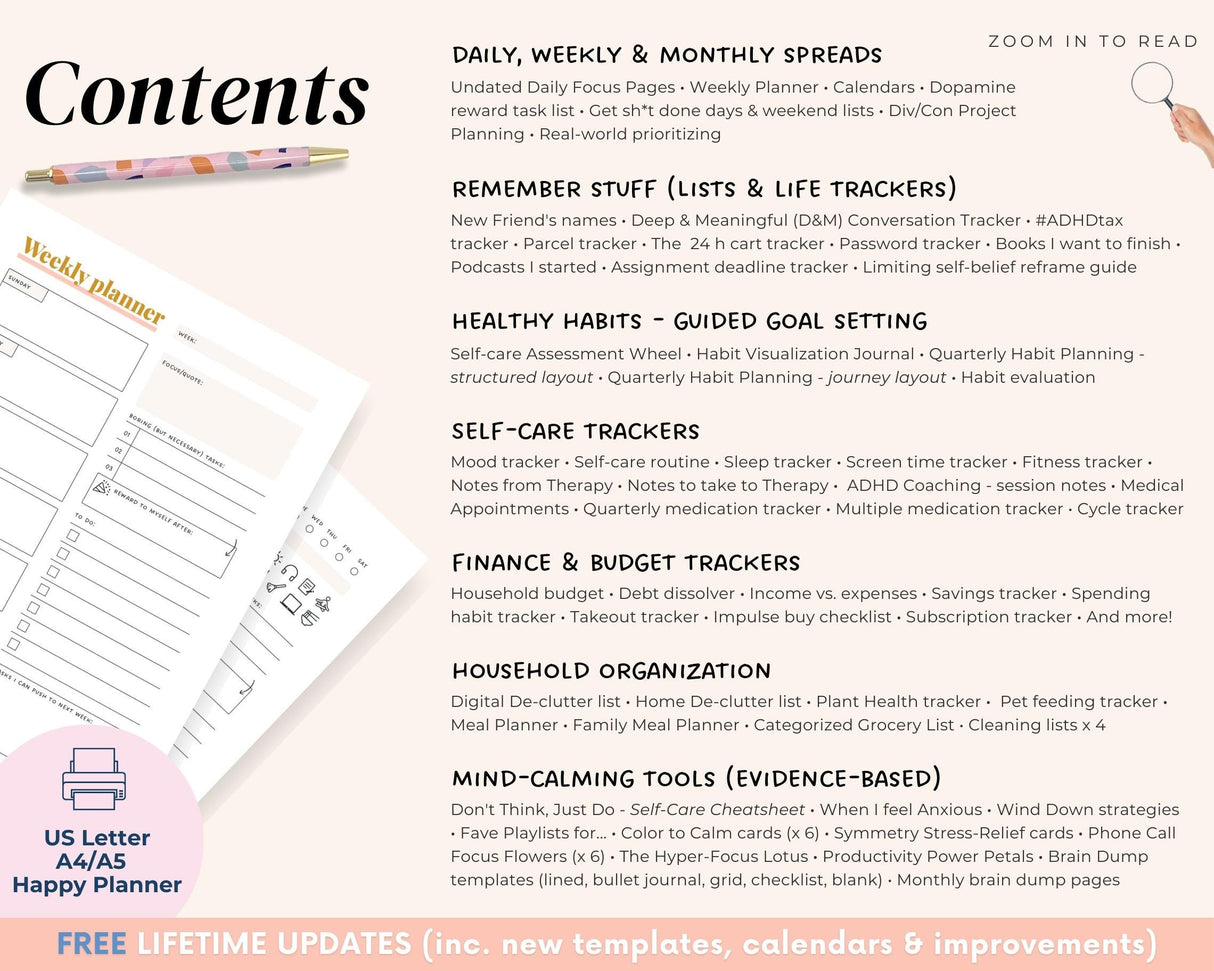 2026 ADHD Printable Planner | Research-Based Sunset Journal