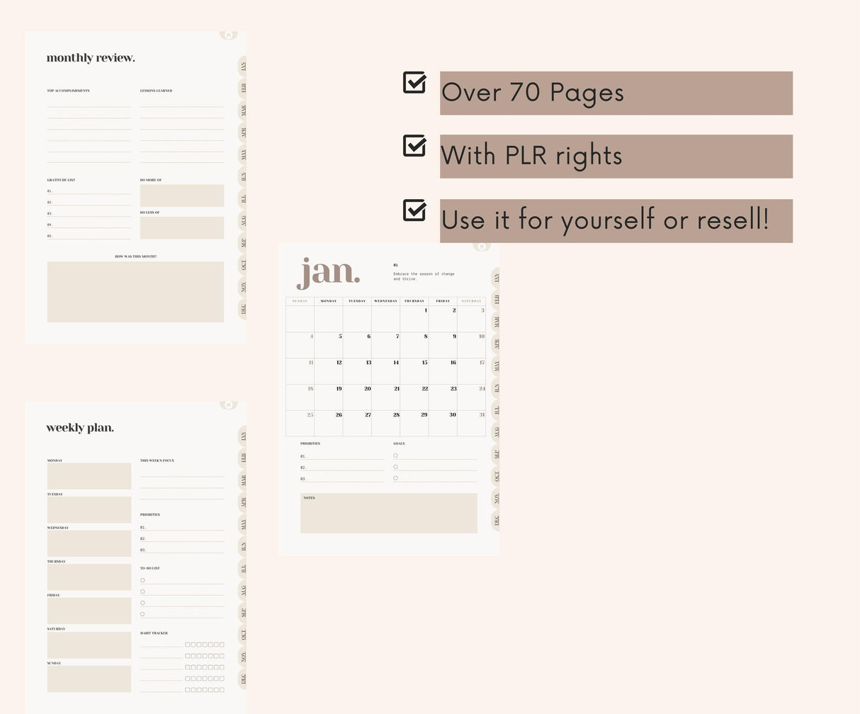 2026 Life Planner MRR PLR | Done-For-You Canva Template