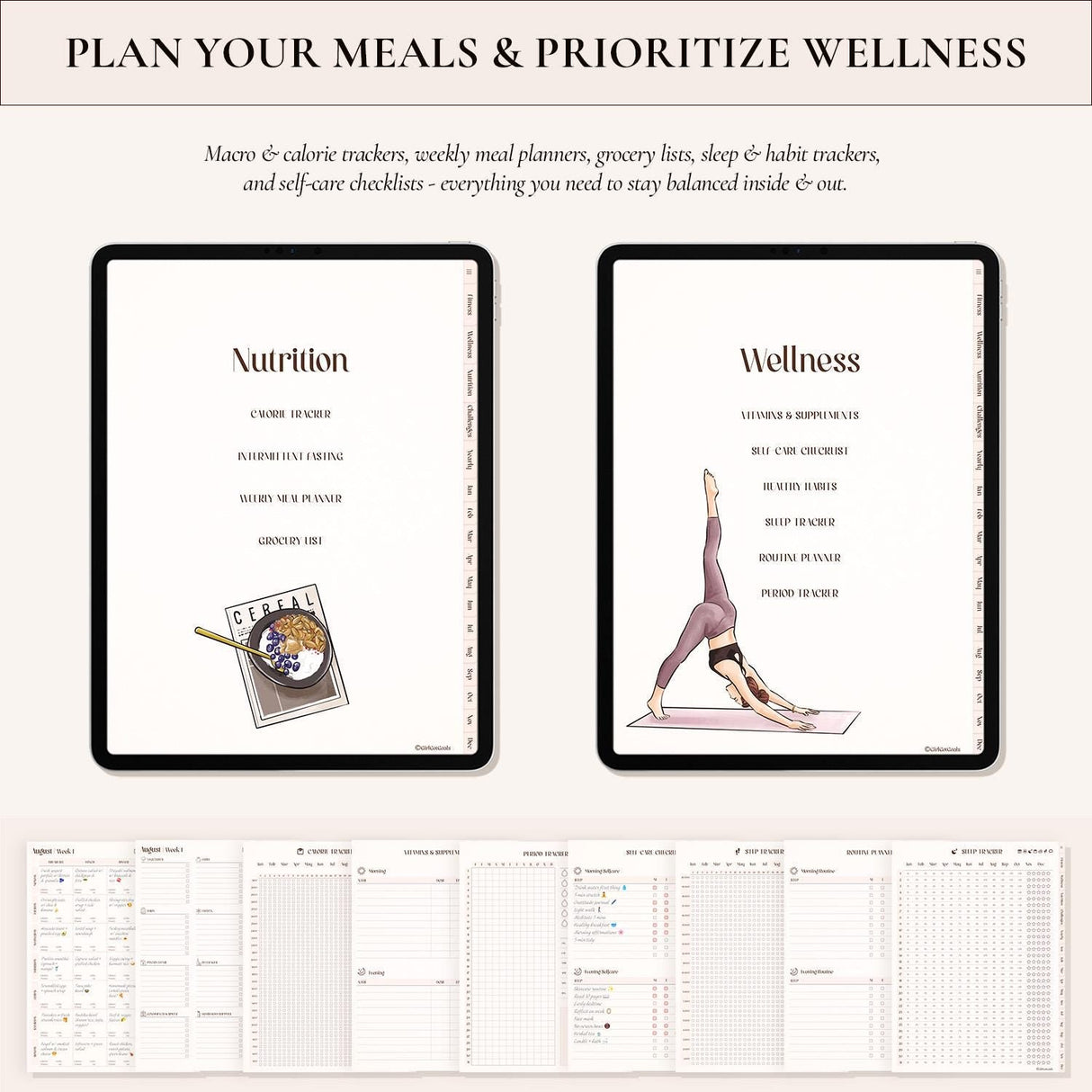 Digital Fitness Planner | Weight Loss & Workout Tracker | GoodNotes Template