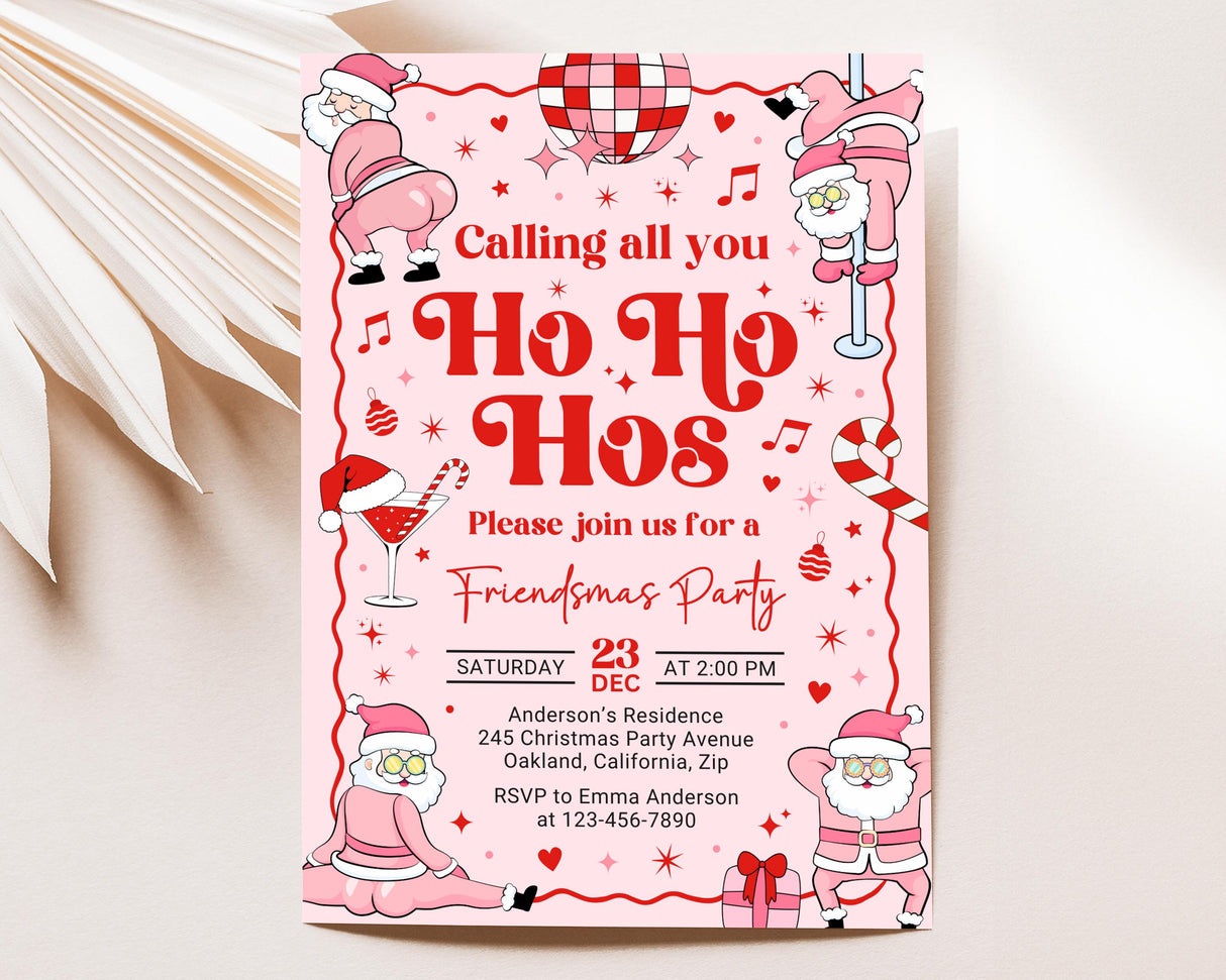 Friendsmas Invitation | Funny Adult Holiday Party | Editable Canva Template