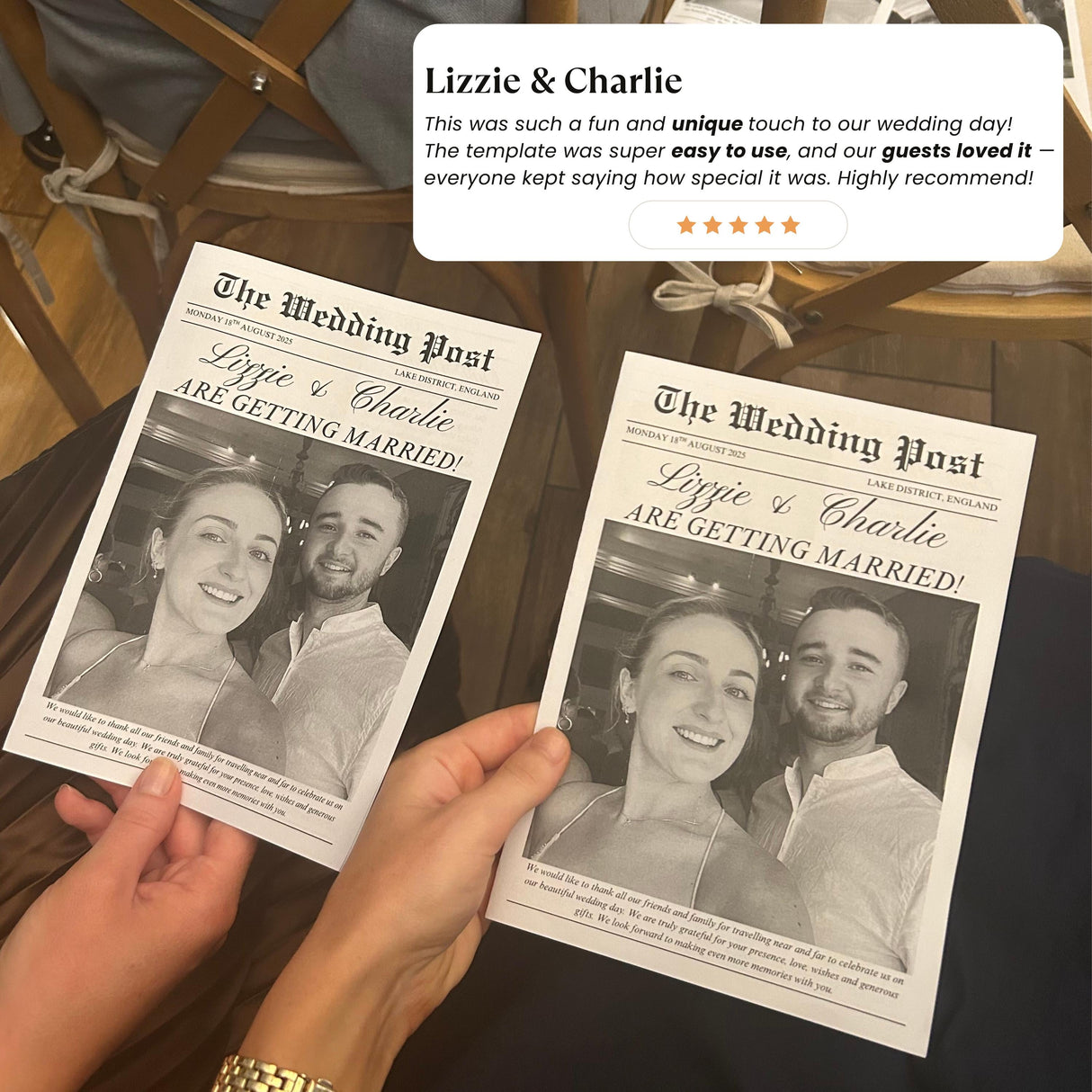 Wedding Newspaper Program | Folded Canva Template | Digital Ceremony Schedule