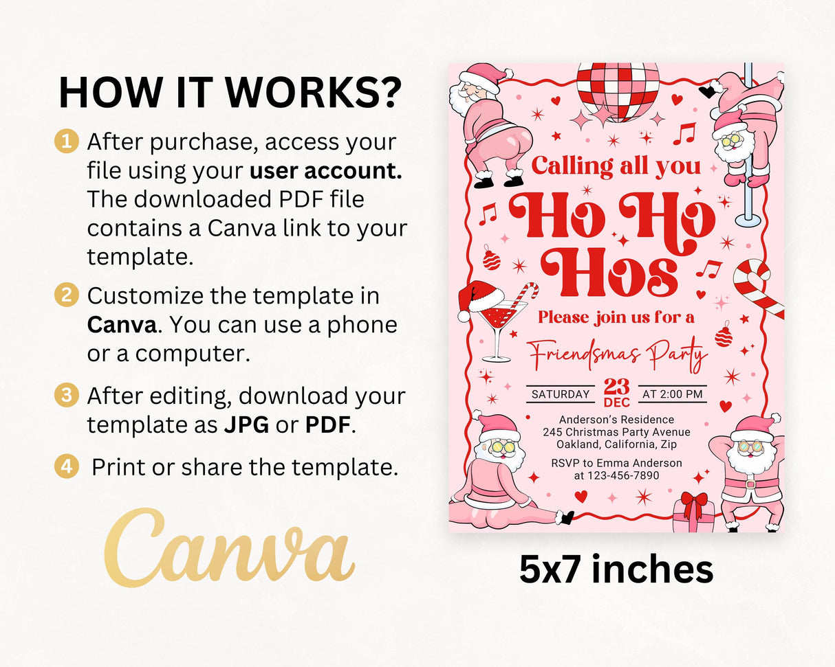 Friendsmas Invitation | Funny Adult Holiday Party | Editable Canva Template