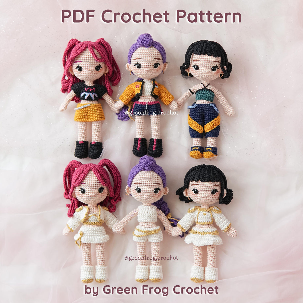 Digital PDF 3-in-1 Kpop Girl Crochet Pattern | Dress-Up Doll