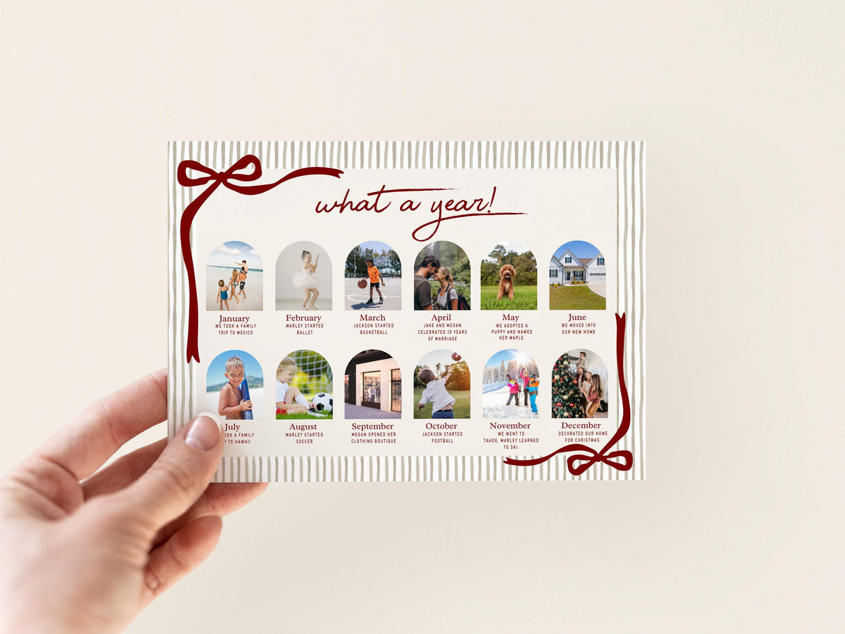 Christmas Card Template | Photo Card w Year-in-Review | Modern Canva 5x7