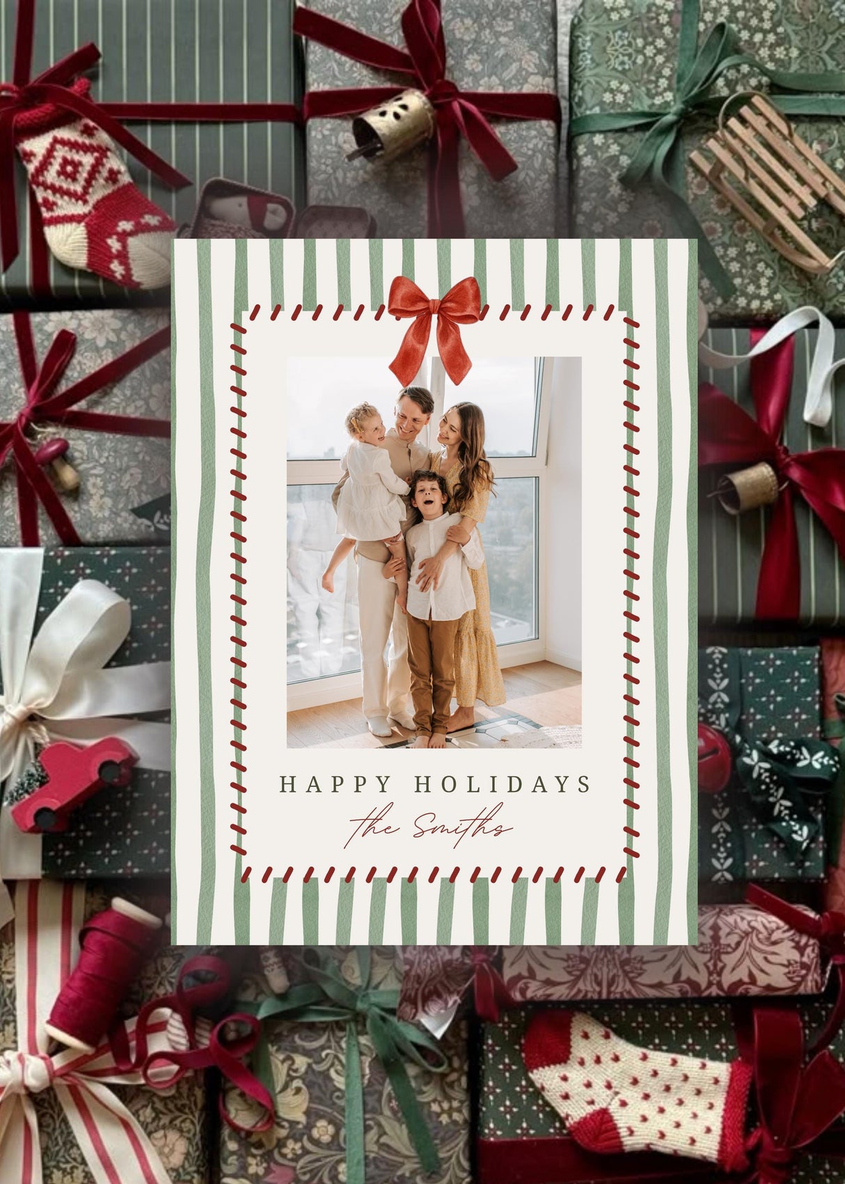 Editable Holiday Card Template | Double Sided Photo Card | Watercolour Canva